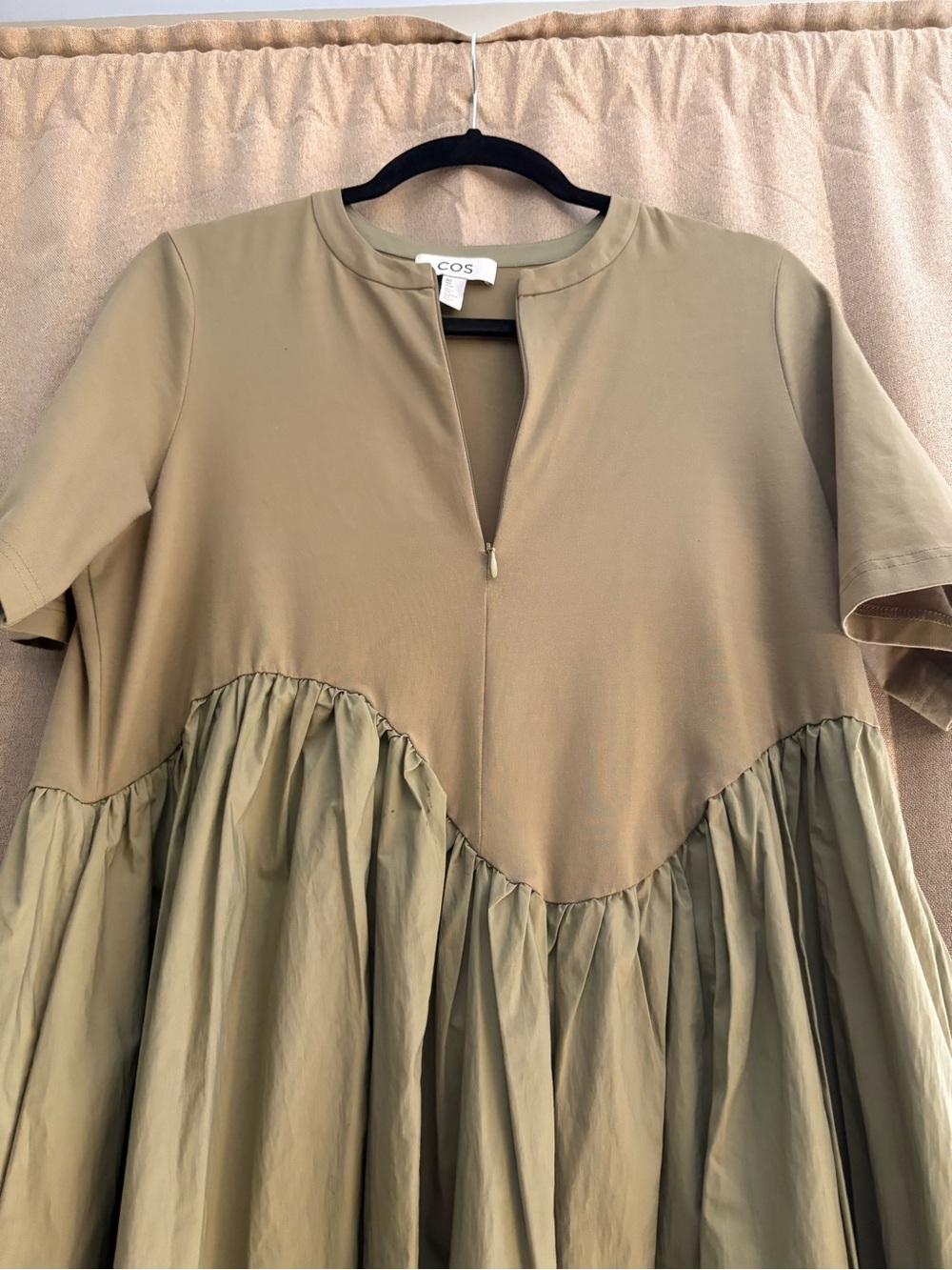 COS Olive-Toned Short Sleeve Maxi Dress - Picture 2 of 5
